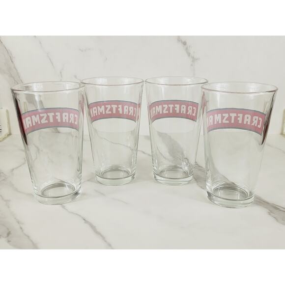 Craftsman Pint Beer Clear Glass 16oz Drinkware 5 1/2" Drinking Tall Glasses x4 - Picture 8 of 14